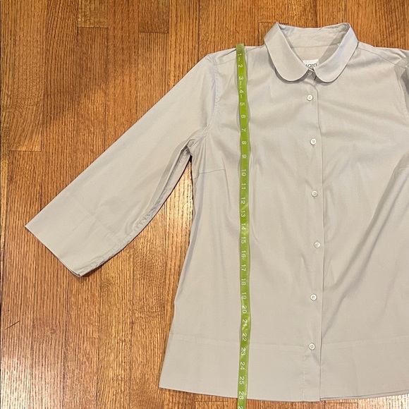 Sara Roka Taupe Elegant Button-Down Top Size 42 - Picture 15 of 16